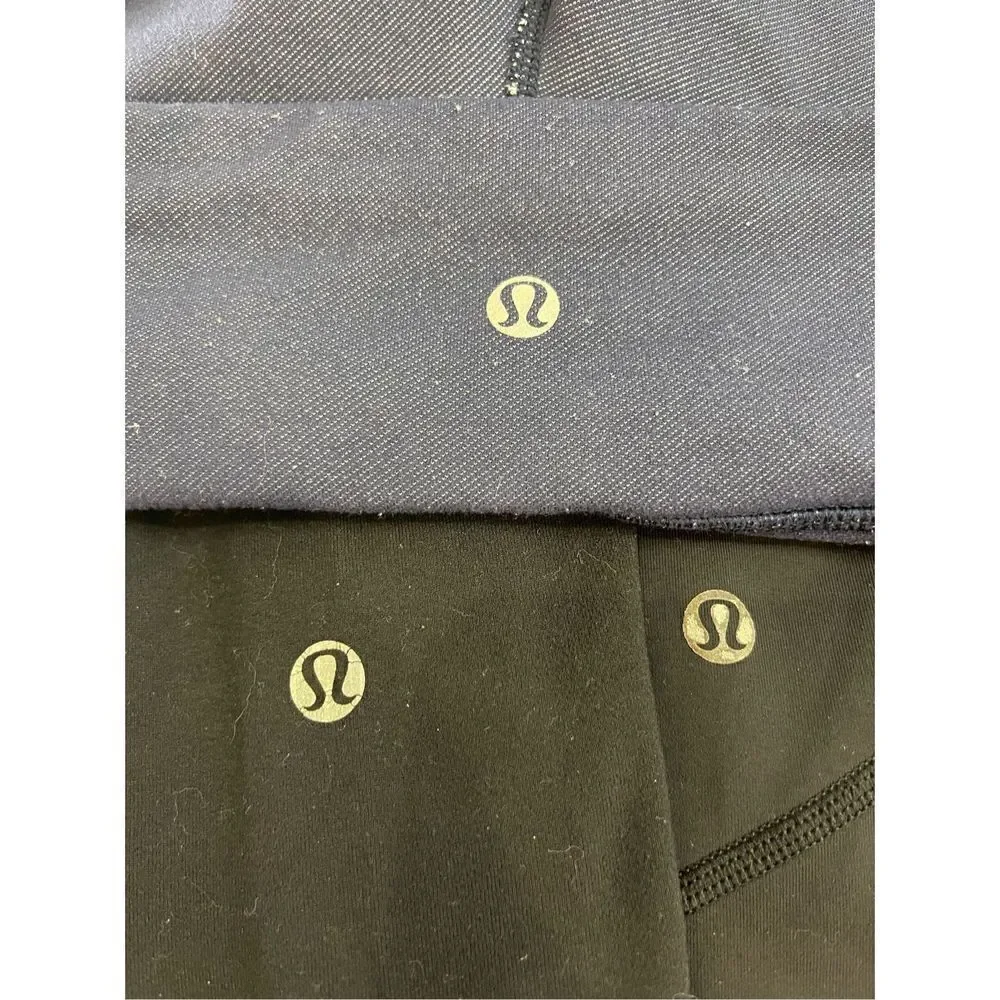 Lululemon women’s three 3 pair leggings capris black blue lot bundle